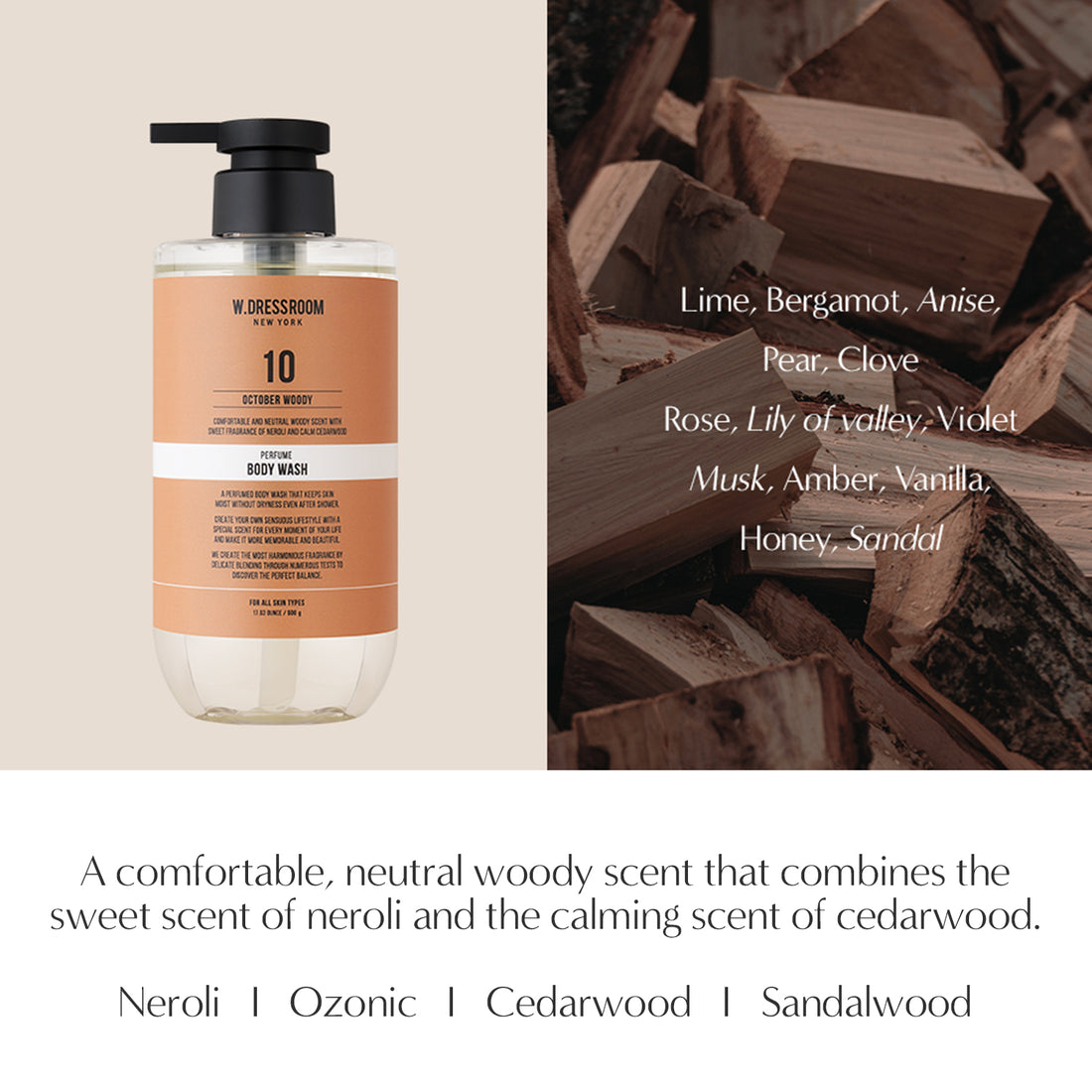 Moisturizing Perfume Body Wash &amp; Lotion No.10 October Woody Set (16.9 fl oz)